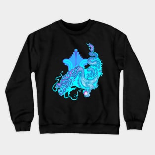Blue glowing chinese dragon Crewneck Sweatshirt